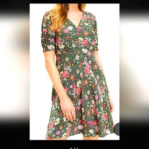 Loft floral dress Green thyme NWT